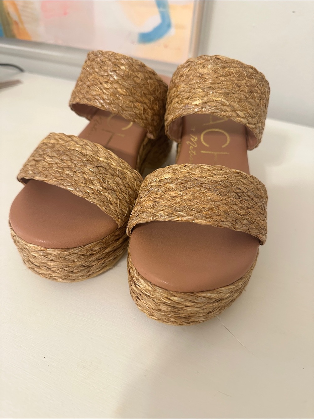 Beach by Matisse SEAVIEW Platform Sandals Women’s Size 7 Braided Raffia Heel